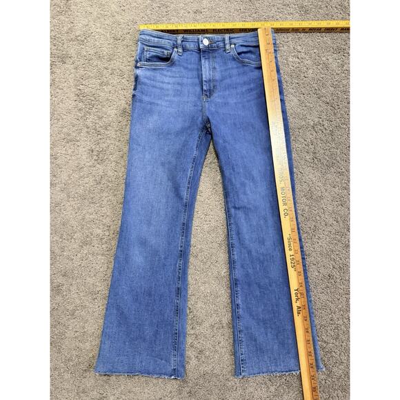 MNG Mango Boot Crop Cropped Fringe Jeans Stretch Blue Size 6 Womens Denim Pants - Picture 3 of 11